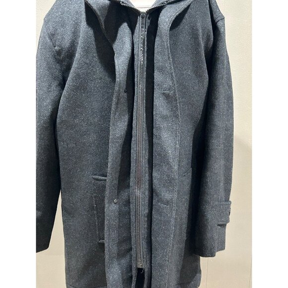 Afazzy New York Med Grey Cashmere Blend Coat Zipper & Buttons Unisex - Picture 8 of 16